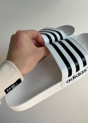 Мужские шлепанцы adidas slides white black 41-42-43-44-453 фото