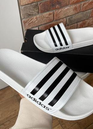 Мужские шлепанцы adidas slides white black 41-42-43-44-454 фото