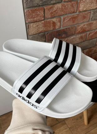Мужские шлепанцы adidas slides white black 41-42-43-44-451 фото