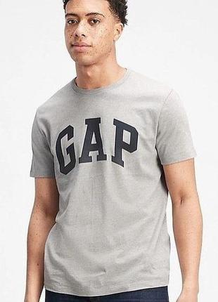 Мужская футболка gap logo t-shirt серая оригинал6 фото