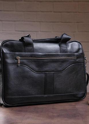 Деловая мужская сумка из зернистой кожи vintage 14886 черная4 фото