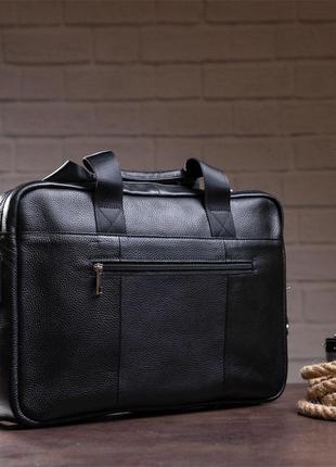 Деловая мужская сумка из зернистой кожи vintage 14886 черная3 фото