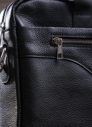 Ділова чоловіча сумка з зернистою шкіри vintage 14886 чорна8 фото