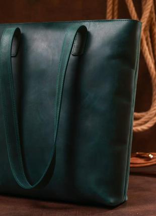 Кожаная винтажная женская сумка shvigel 16351 зеленый9 фото