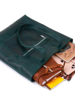 Кожаная винтажная женская сумка shvigel 16351 зеленый6 фото