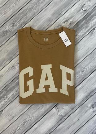 Мужская футболка gap logo t-shirt золотистая оригинал2 фото