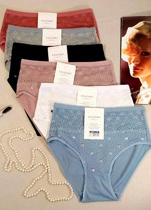 Трусики кольорові бавовна з мереживом батал rosa junio