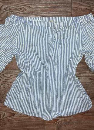 Бавовняна Блуза з пишними рукавами і оголеними плечима1 фото