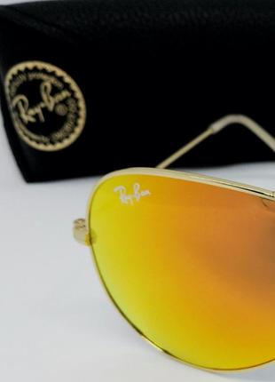 Ray ban aviator 3025 58 очки капли унисекс солнцезащитные оранжевые зеркальные линзы стекло4 фото