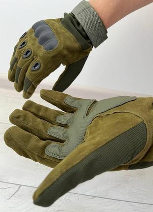 Якісні тактичні рукавиці олива тактические перчатки полнопалие зсу тро5 фото