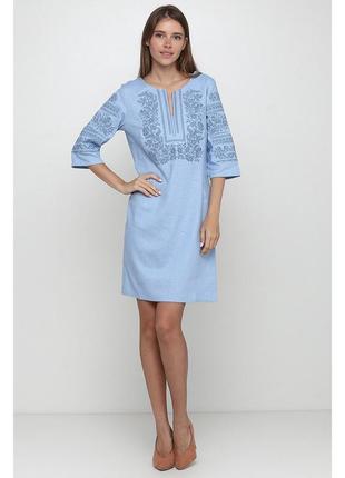 Стильне лляне вишите плаття, розміри 48, 52