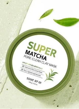 Очищающая глиняная маска для лица some by mi super matcha pore clean clay mask, 100 мл1 фото