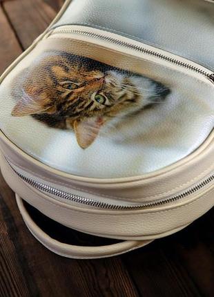 Міський жіночий рюкзак пухнастий кіт4 фото