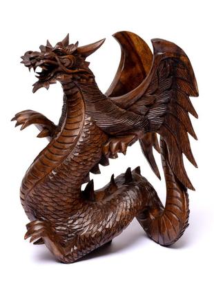 Статуетка дракон різьблений дерев'яний,висота 25см,ширина 20см