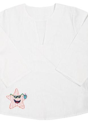 Детская рубашка-сорочка пляжная для мальчика белый на рост 98 (10783)1 фото