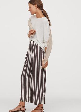 Брюки широкие, кюлоты, летние брюки, h&m 3