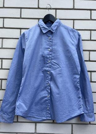 Блакитна сорочка під джинс,нашивки на рукавах,бавовна, marc o polo оригінал3 фото
