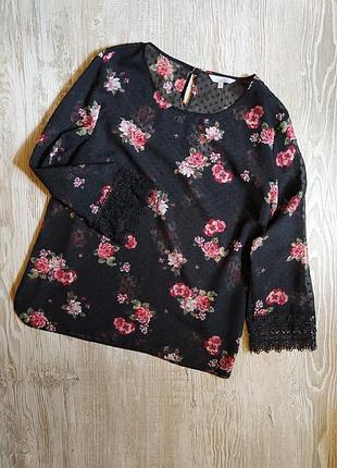 Красивая шифоновая блузка с кружевом peacocks размер 20