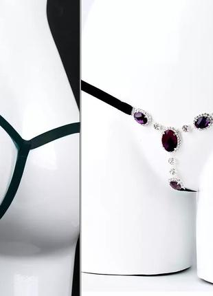 Эротические трусы с ожерельем черного цвета - размер универсальный (на резинке)3 фото