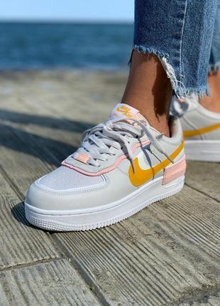 Кросівки жіночі nike air force 1 shadow white grey orange / жіночі кросівки найк аір форс4 фото