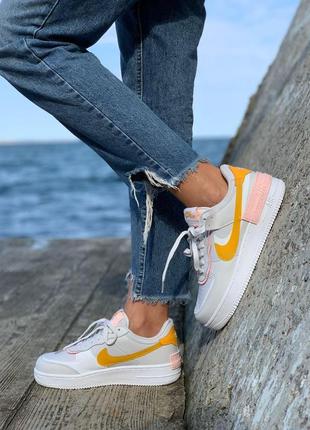 Кросівки жіночі nike air force 1 shadow white grey orange / жіночі кросівки найк аір форс2 фото