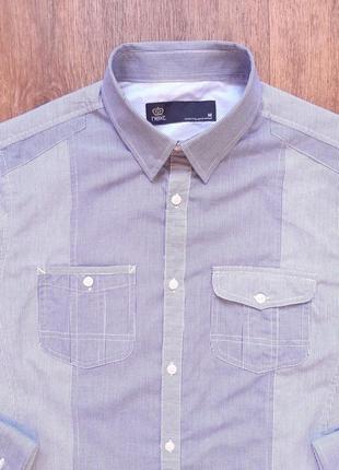 Сорочка-світло-синя блакитна next slim в смужку розмір m, бавовна