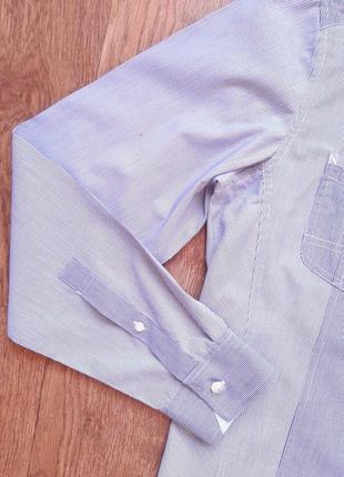 Рубашка светло-синяя голубая next slim в полосочку размер m, хлопок8 фото