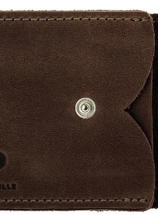 Чоловічий затиск для грошей grande pelle з натуральної шкіри, коричневий гаманець з монетницею, матовий2 фото