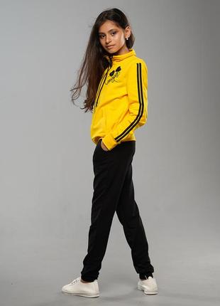 Детский спортивный костюм для девочек лиза желтый на весну осень лето3 фото