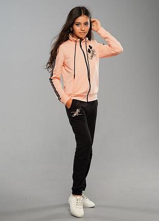 Дитячий спортивний костюм для дівчаток ліза пудровий на весну літо осінь