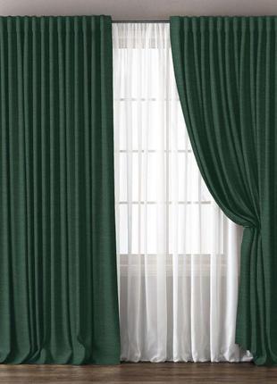 Однотонна тканина для штор мікровелюр fonluk. тканина для штор і портьєр в темно-зеленому кольорі
