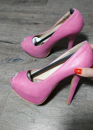 Туфли с открытыми пальцами польского бренда always цвета фуксия розовые