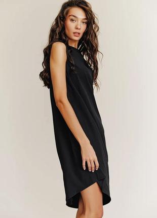 ® h&m - черное многослойное платье шифон бренд оригинал xs-s