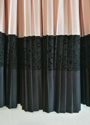 Спідниця zara плісована пудрового кольору знизу мереживо юбка плиссированная пудрового цвета с кружевом2 фото
