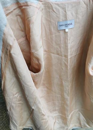 Льняной дизайнерский пиджак жакет длинный  ivan grundahl лен с накладными карманами блейзер6 фото