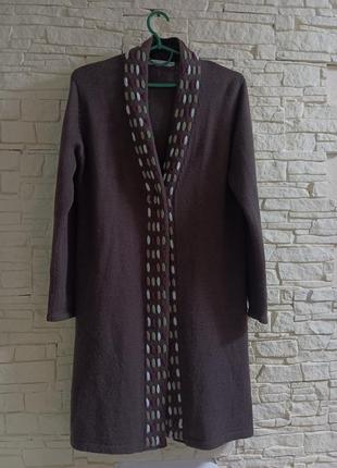Вязаное пальто длинный вязаный жакет