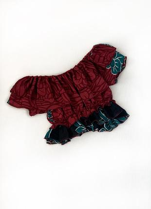 Топ кроп-топ складки волани, відкриті плечі