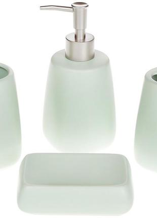 Набір аксесуарів "mint" для ванної кімнати: дозатор, підставка для зубних щіток, склянка, мильниця1 фото