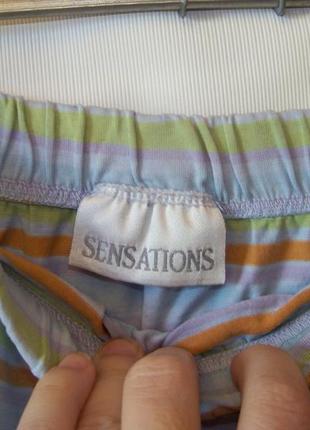 Хлопковая прямая юбка голубая в полоску sensations ml3 фото