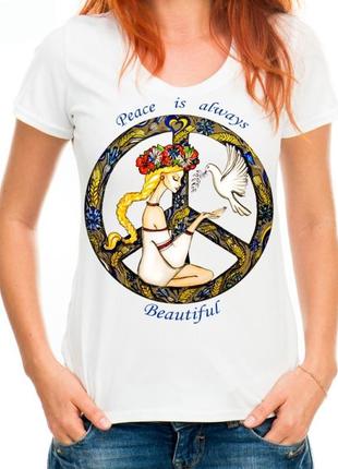 Футболка з принтом "peace is always beautiful" push it