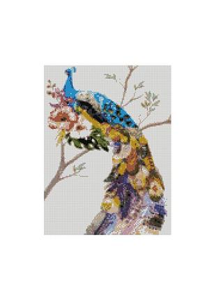 Алмазная мозаика цветочный павлин 30x40 см hx280