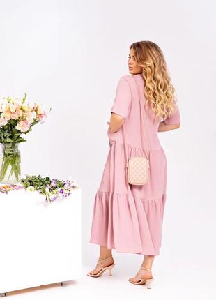 Лайм, лаванда, рожевий колір сукня льон жатка2 фото