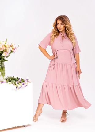 Лайм, лаванда, рожевий колір сукня льон жатка