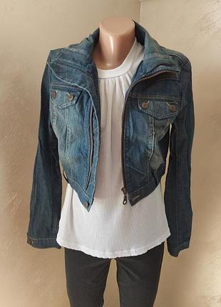 Джинсовий  укороченний піджак р 38-40