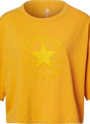 Футболка женская converse chuck 70s cut & sew tee sunflower gold oversize размер л .2 фото