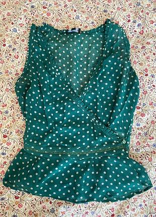 Блуза  топ в горох на запах zara mango h&m