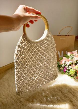 Сумка авоська zara, плетеная сумка авоська из джута летняя, соломенная плетеная сумка ротанг, плетена сумка, вязаная сумка из джута, сумка шоппер6 фото