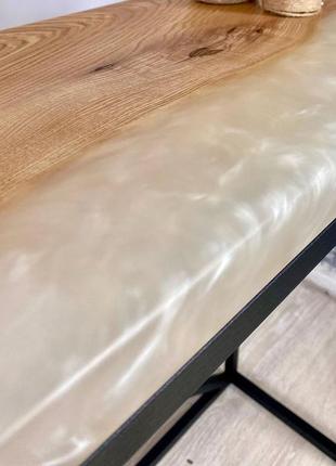 Консольний столик starwood pearl дерево ясен з епоксидною смолою (sw3471)5 фото