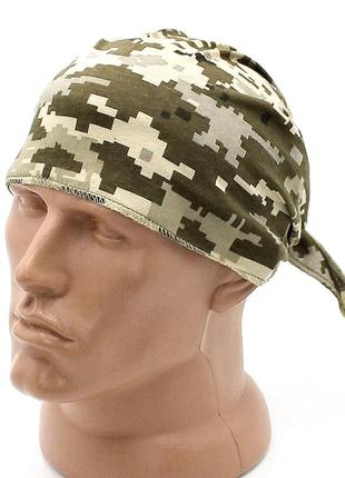 Бандана косинка чоловіча річна тактична камуфляжна на голову піксель мм14 військова трикотажна бавовна