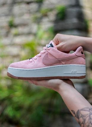 Nike air force 1 sage pink white 1 женские кроссовки / найк аир форс/ розовые8 фото